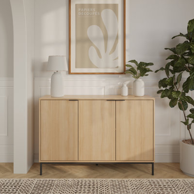 Connor 3-door Buffet In Natural Blonde Oak And Ivory