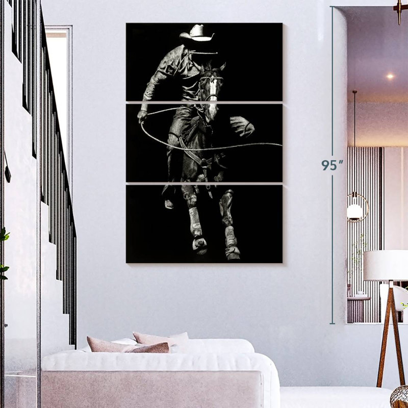 Lelar Scratchboard Rodeo VIII, 74" H x 48" W