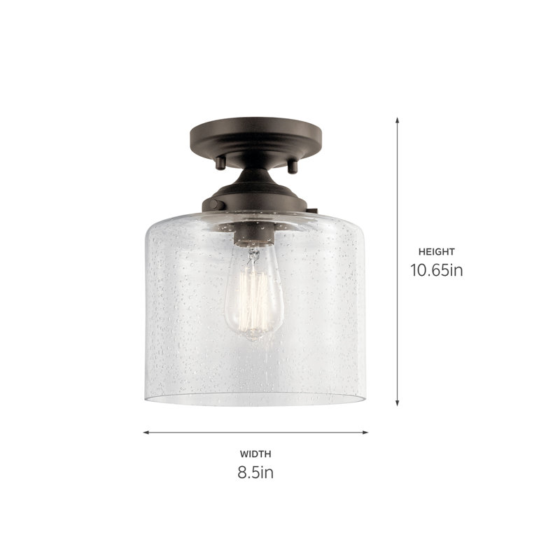 Plafonnier semi-encastré 1 lumière 8,5 po Winslow, Bronze vieilli
