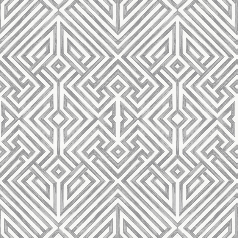 Lyon Gold Geometric Key Wallpaper, Gray 