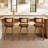 Upholstered Swivel Counter Stool with Walnut Bentwood Frame-1421553971-1421055075