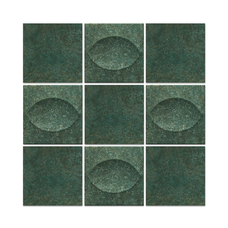 Carrelage mural en céramique texturée 3D 6 po x 6 po espagnol Tiffany (34 pièces, 8,18 pieds carrés / caisse), Vert