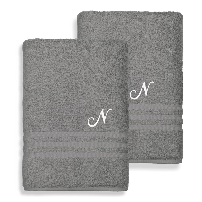 Serviette de bain en coton Denzi 1, N, Gris foncé