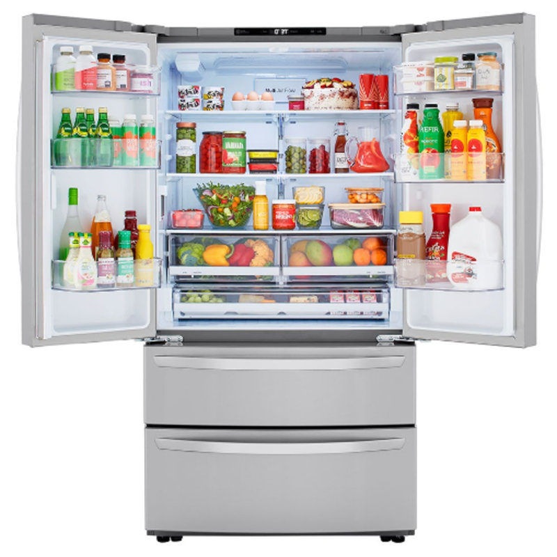 LG 23 cu. ft. 4-Door French Door Refrigerator with Internal Water Dispenser in Print Proof Stainless Steel, Counter Depth, 36"