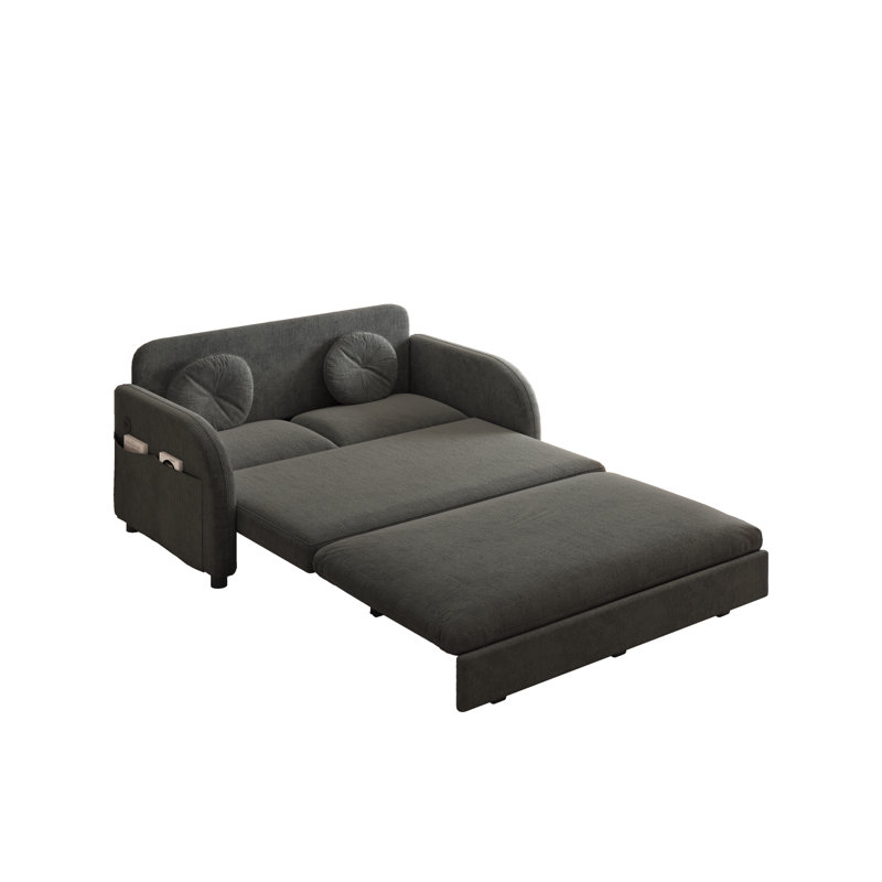 Canapé convertible 3-en-1 polyvalent, revêtement en chenille gris pour les espaces de vie modernes