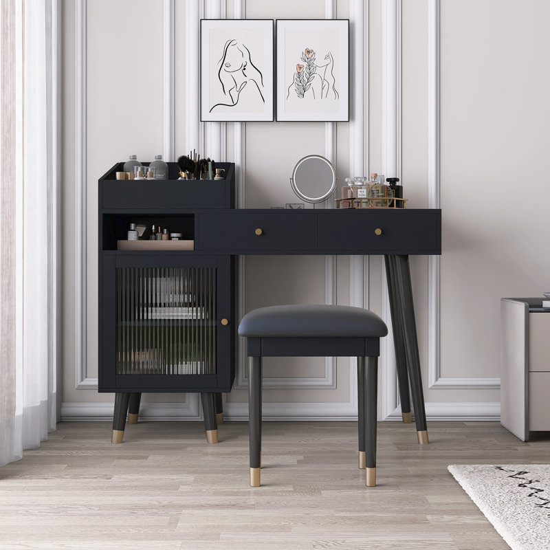 Meuble-lavabo moderne avec tiroirs, Noir, noir, noir, noir