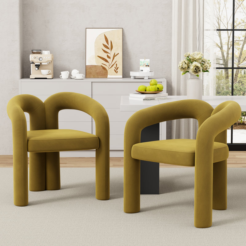 Chaises de salle à manger rembourrées Modern, 2, Olive green