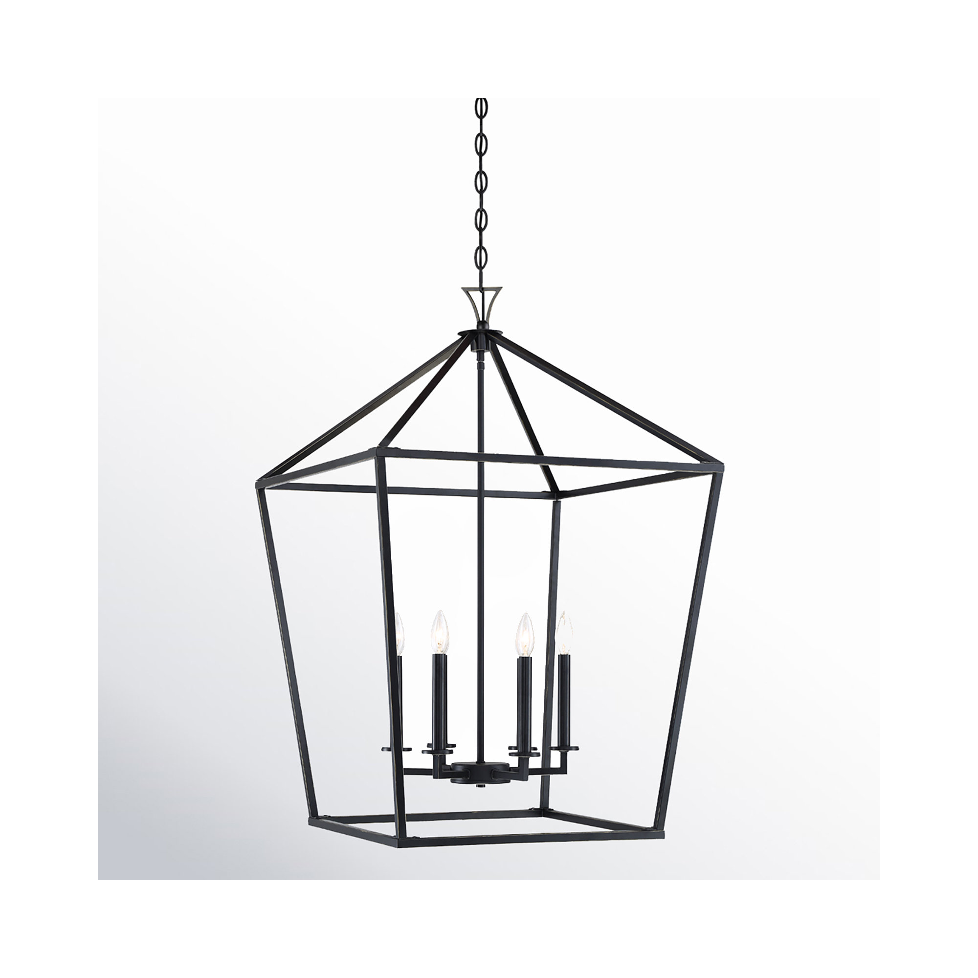 Hastings 6 - Light Lantern Geometric Chandelier, Classic Bronze