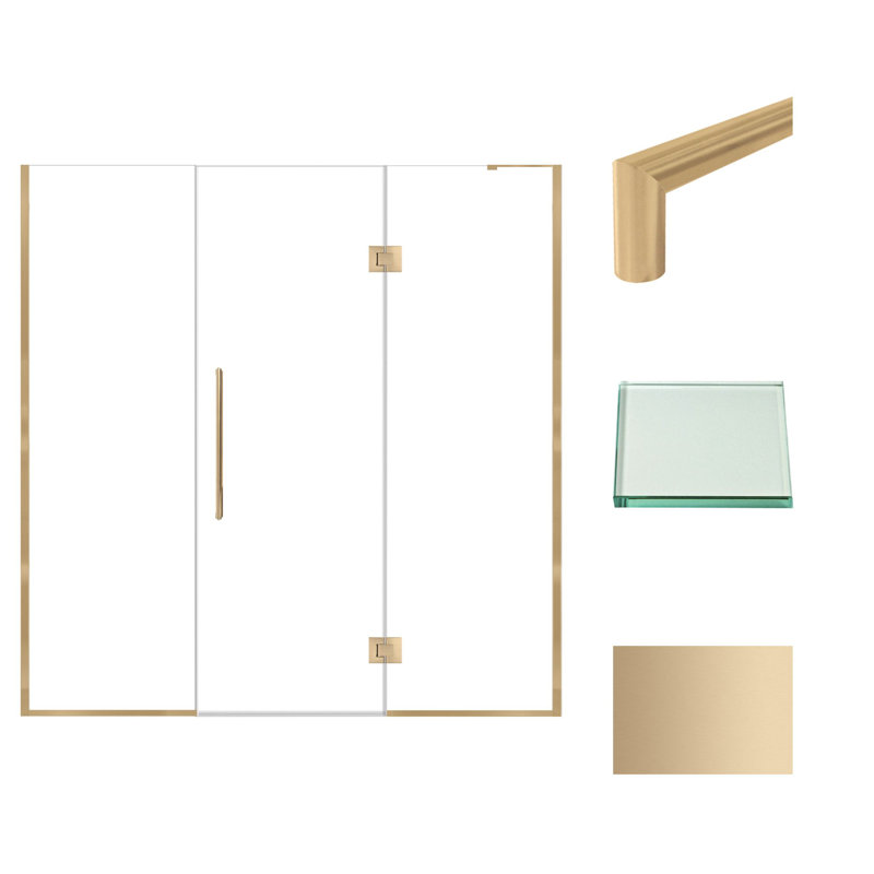 Transolid Elizabeth 72.5-in W x 76-in H Hinged Shower Door with Clear Glass, Bronze