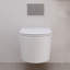 Toilette murale Deervalley DV-1F0379, conception sans rebord, double chasse à haut rendement 1,1 / 1,6 GPF, compatible avec réservoir dissimulé, cuve allongée compacte, céramique blanche, peu encombrante, luminaire de salle de bain moderne