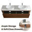 Meuble-lavabo mural 72 pouces avec double vasque en céramique, deux tiroirs et porte-serviettes-2026465072-2026465079