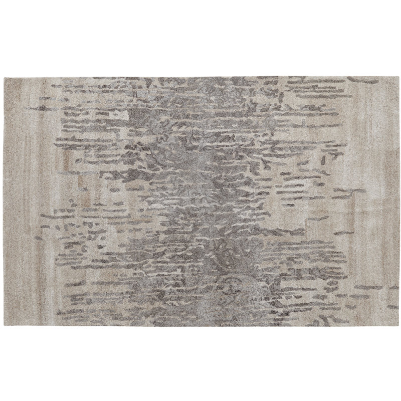 Tapis noir/gris touffeté à la main Saoirse, Rectangle 4 pi x 6 pi