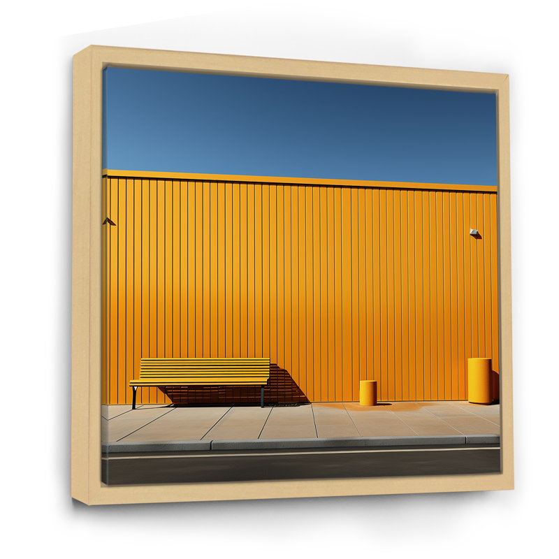 " Yellow And Blue Linear Order Zen ", Natural Floater Framed, 24" H x 24" W x 1" D