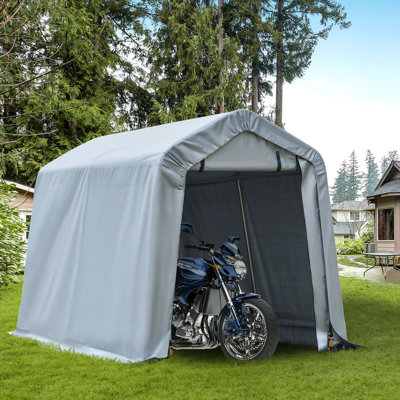 Abri de garage 6 'x 8' pour abri de voiture, robuste avec couvercle et portes à double fermeture à glissière
