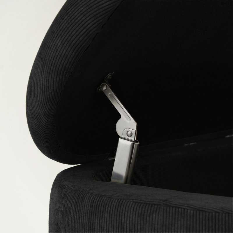 Banc de rangement rembourré avec pieds en bois, Noir
