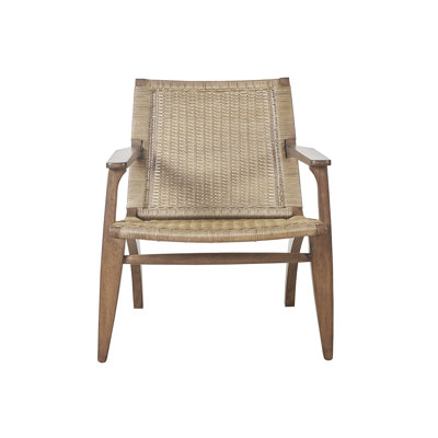 Chaise d'appoint, structure en bois, entièrement assemblée, sans coussins, accoudoirs encastrés, siège et dossier naturels,