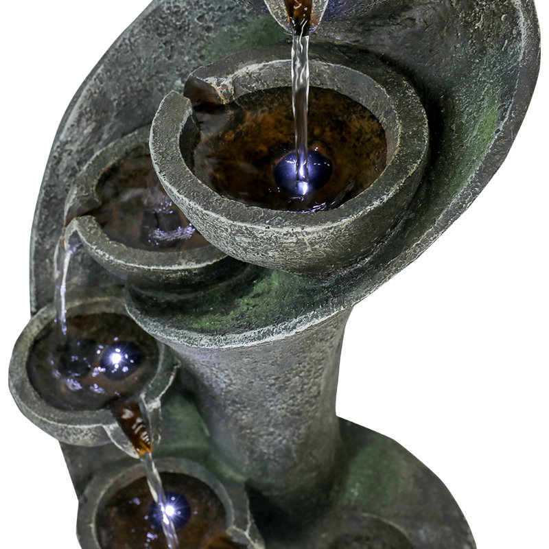 Georgescu Weather Resistant Cascade Fountain with Light