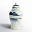 Pot à gingembre en porcelaine de 18 po bleu et blanc, vase à couvercle décoratif avec motif de paysage abstrait pour table, manteau de cheminée, centre de table ou décoration florale