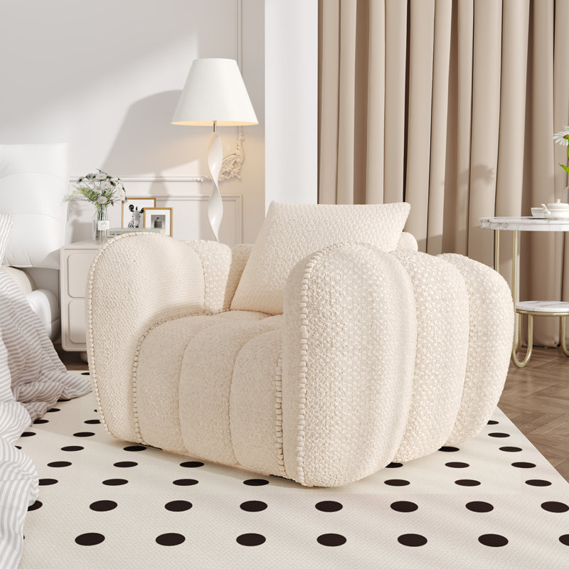 Fauteuil à billes surdimensionné et canapé simple Pumpkin Design, Fil beige bouclé