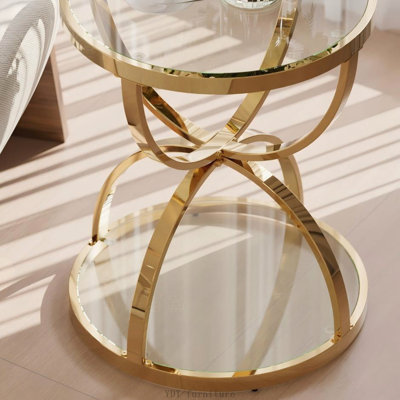 Table d'appoint ronde 19,69 po 2 niveaux