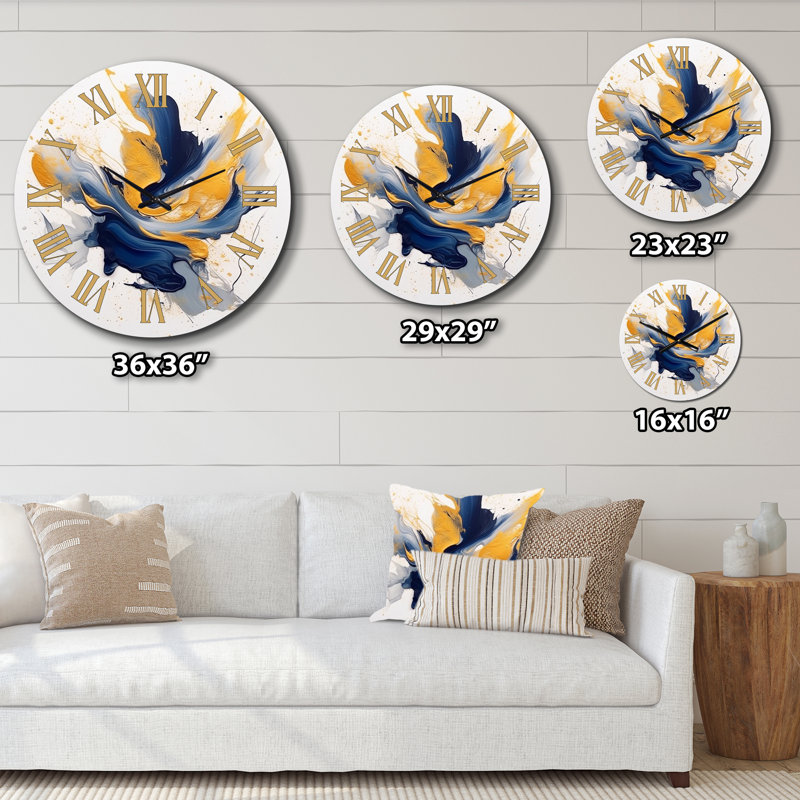 Horloge murale en métal foncé foncé et doré, Petit