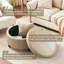 Repose-pieds rond avec rangement en similicuir Duanys-1534653987