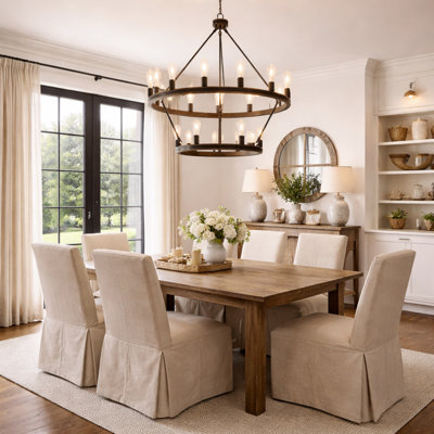 Finbar 18 - Light Steel Dimmable Wagon Wheel Chandelier,Suitable for High Ceiling
