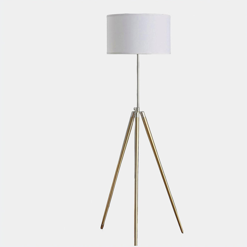 64 inches - 47 inches high adjustable height brass/golden modern tripod floor lamp, suitable for living room, bedroom standing lamp