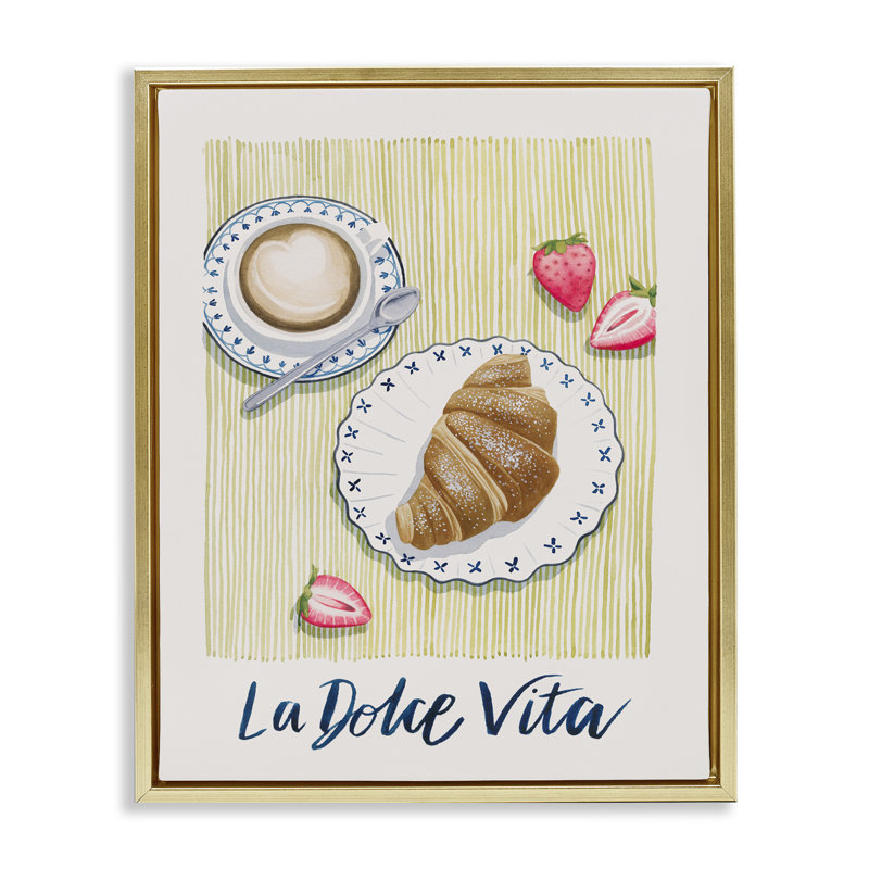  «La Dolce Vita Brunch», art mural encadré flottant par Grace Popp, H 21 po x l 17 po, Or