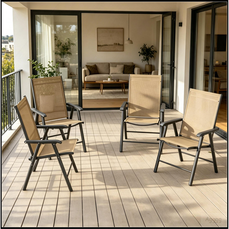 Chaises de jardin pliantes, chaises de salle à manger empilables, chaises pliantes d'extérieur, chaises de jardin (chaise 4 pièces)