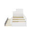 Lit plateforme simple en bois avec bibliothèque pour échantillon et garde-robe, lit multifonctionnel avec lit gigogne-114349995