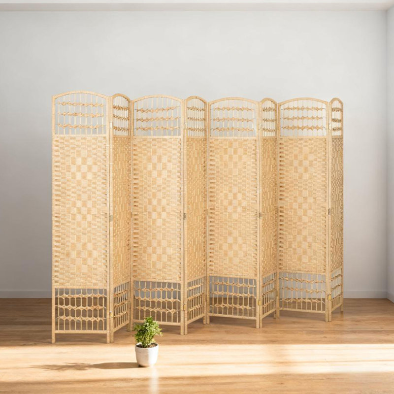 Paravent 8 panneaux pliable et intimité, H 67,03 po x l 126,03 po x P 0,53 po, Natural