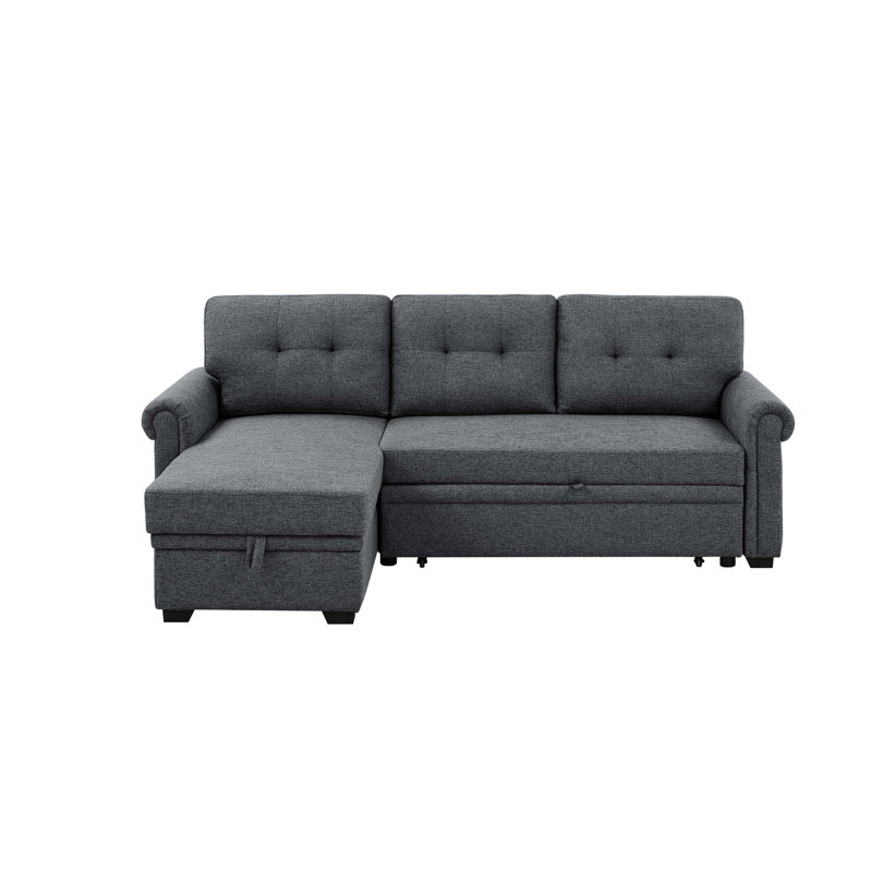 Upholstered 86'' Reclining Sleeper Sofa, Dark Gray
