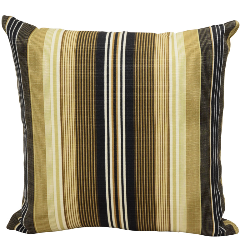 Gladding Outdoor Square Pillow Cover & Insert, Green/Gray Striped