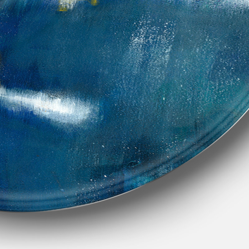 « blue glam texture i », reproduction d’art sur cercle métallique, H 36 po x l 36 po