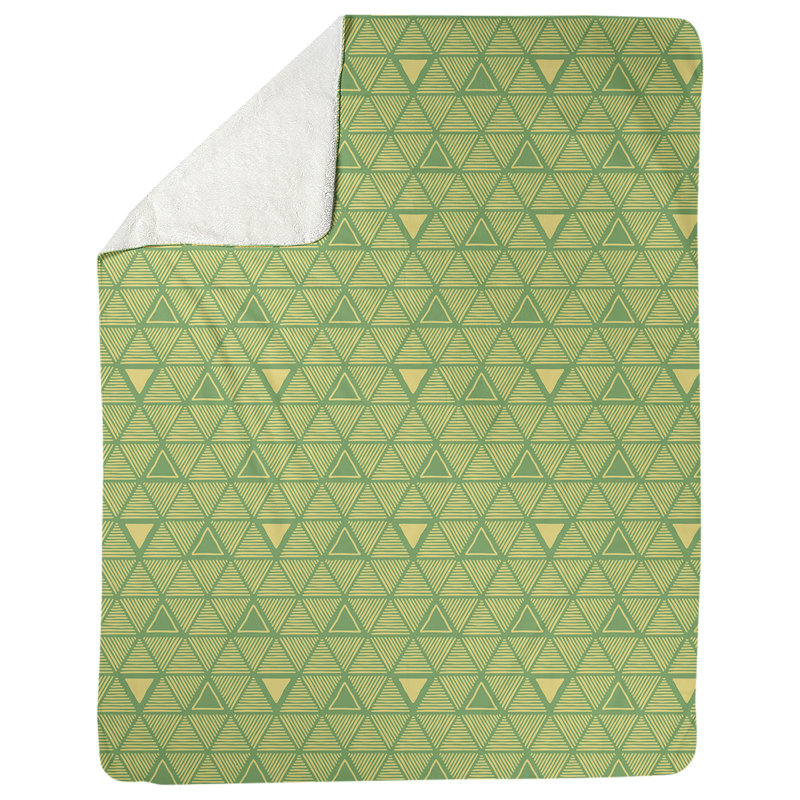 Couverture polairee triangles à la main, l 50 po x L 60 po, Vert / Jaune