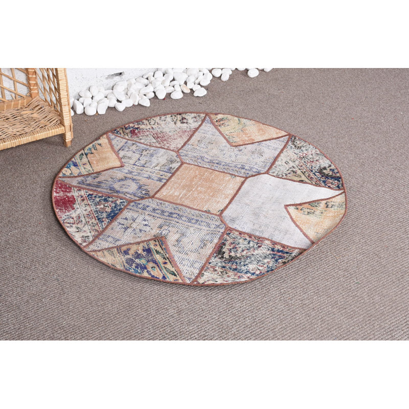 Tapis turcs, petit tapis de 3,4 pi x 3,3 pi, tapis antique bleu, tapis antique, tapis rétro, tapis de cuisine