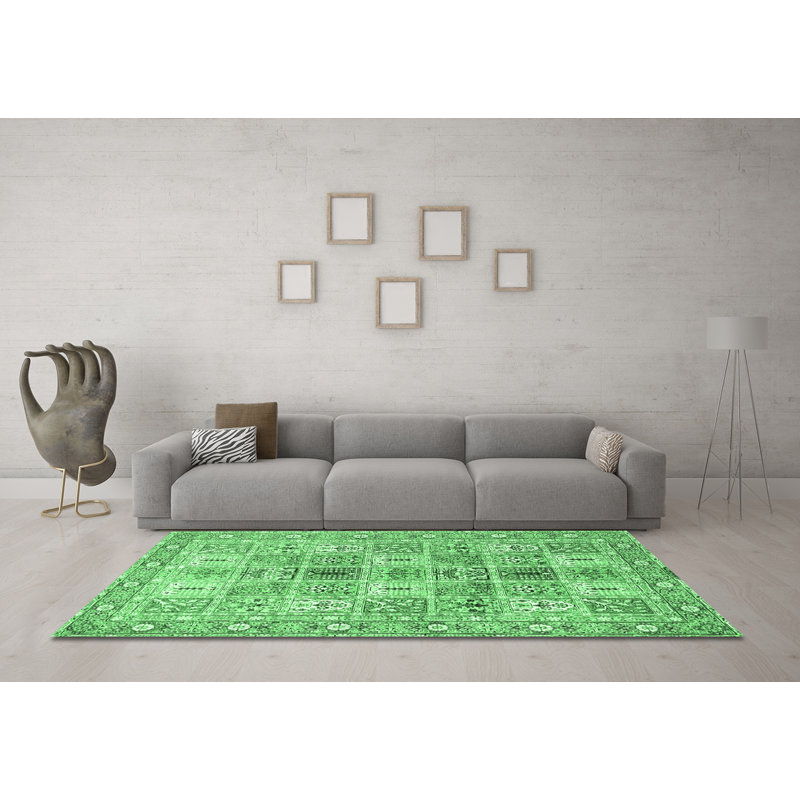 Tapis traditionnels vert émeraude 4767, Carré 4 pi