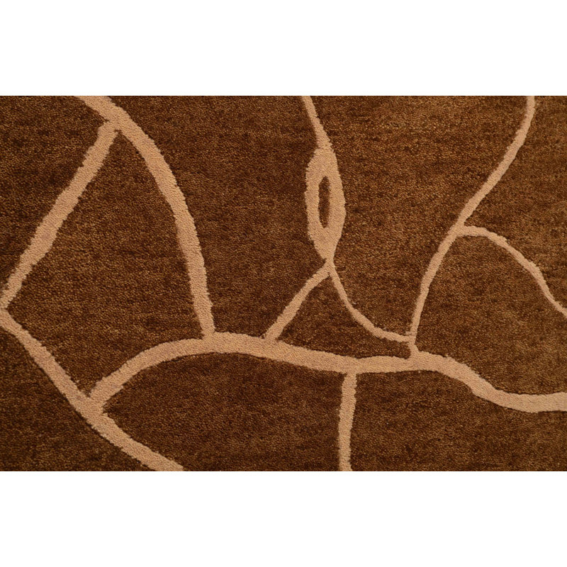 Tapis décoratif brun en laine Touffeté à la main de forme rectangulaire de 5 pi x 8 pi, Rectangle 5 pi x 8 pi
