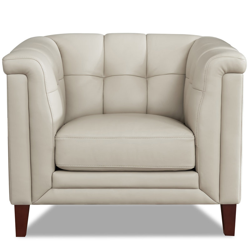 Colturo Upholstered Armchair, Vanilla Genuine Leather