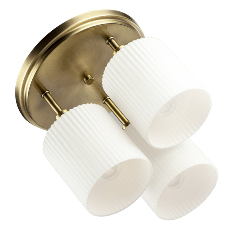 Glass Semi Flush Mount, Antique Brass