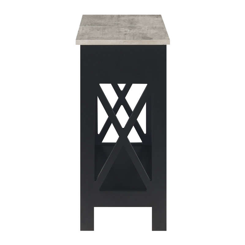Gerde End Table and Built-In Outlets, Faux Birch/Black