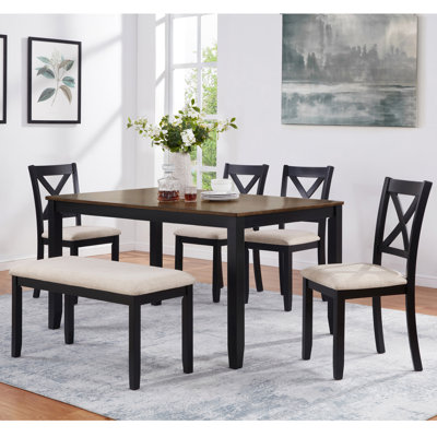 Caden Modern 6-Piece Wood Dining Table Set with Bench