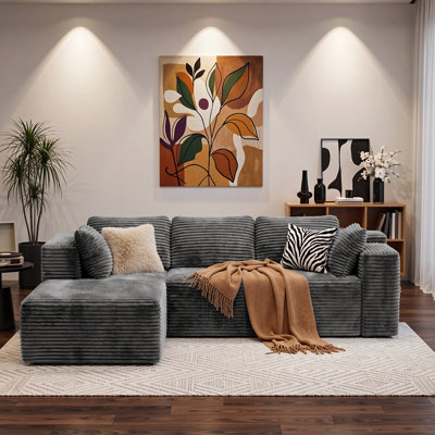 Canapé modulaire Cloud avec méridienne en L, siège profond, aucun assemblage requis, canapé de salon et de chambre à coucher