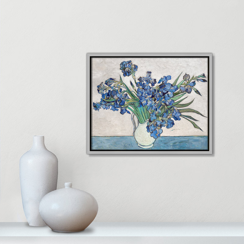 Imprimé iris bleu par Vincent Van Gogh, Argent flottant, Pas de tapis, H 15,5 po x l 12,5 po