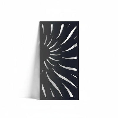 Half Sun Aluminum Laser-Cut Privacy Screen Panel – Powder-Coated Outdoor Metal Wall Art, Decorative Garden Fence Privacy Divider