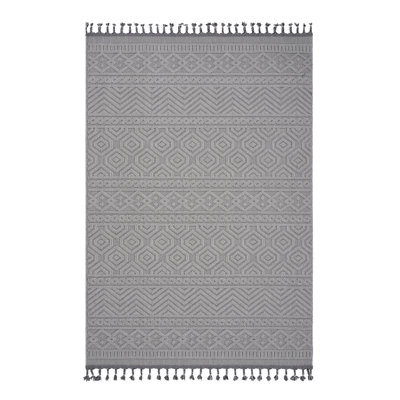 Tapis intérieur / extérieur géométrique en polypropylène tissé à la machine 5 x 7 résistant aux taches Gocha Collection Guros