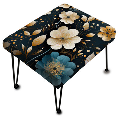 Beige style bord de mer à motif floral - Repose-pieds rectangulaire floral