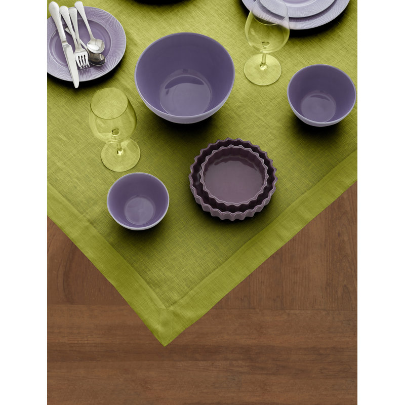 Fete - 100% Pure Linen Table Throw, Red, Solid Color