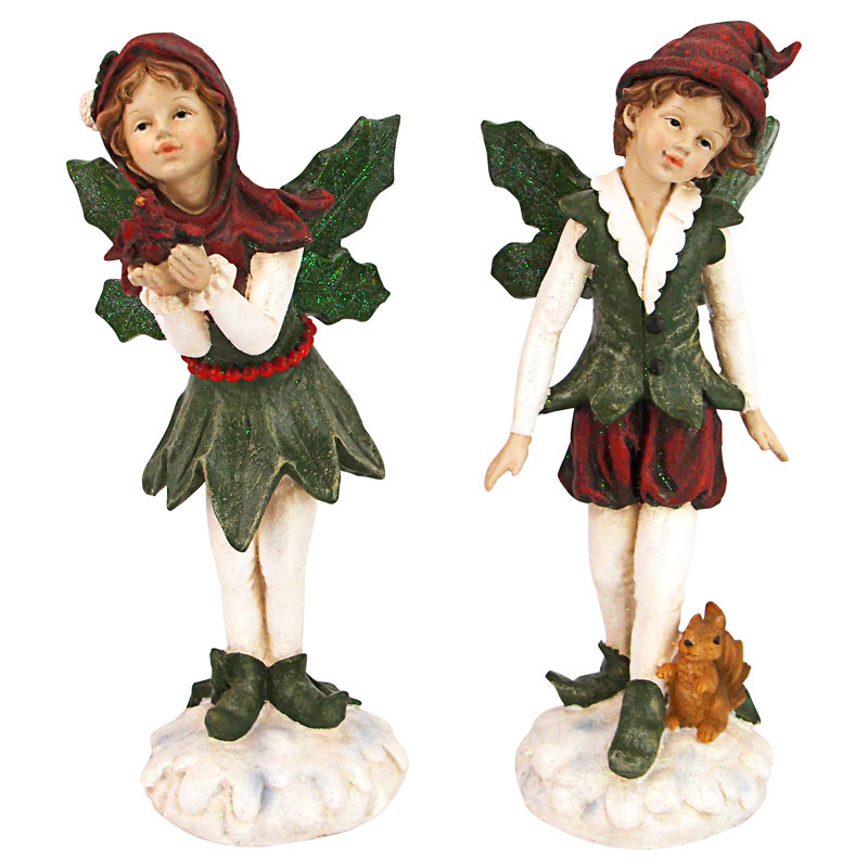 Ensemble de 2 figurines Elfes victoriennes du père Noël